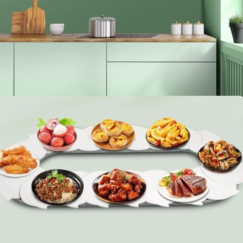 Bandeja giratoria ajustable de 360° – Pter redondo antideslizante para fiestas – Bandeja reutilizable para servir alimentos – Ideal para comedor (160 cm)