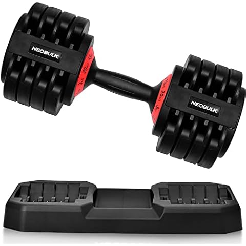 Neobulk Mancuerna Ajustable 3-20kg con Mango Antideslizante y Sistema Extra Seguro Cover