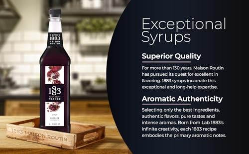 Image of 1883 Pomegranate Syrup for Drinks, Made in France, 1 Liter Plastic Bottle