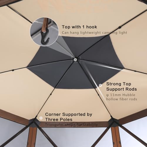 Image of MASTERCANOPY 12x12Pop Up Gazebo Screen Room with Netting Beige&Coffee