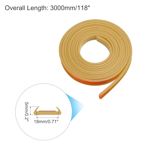 Image of uxcell U Shape Furniture Edge Banding, 3 Meters Self Adhesive Flexible Edging Trim, 5x18mm TPE Edge Guards for Cabinets Furniture Repair Restoration, Beige