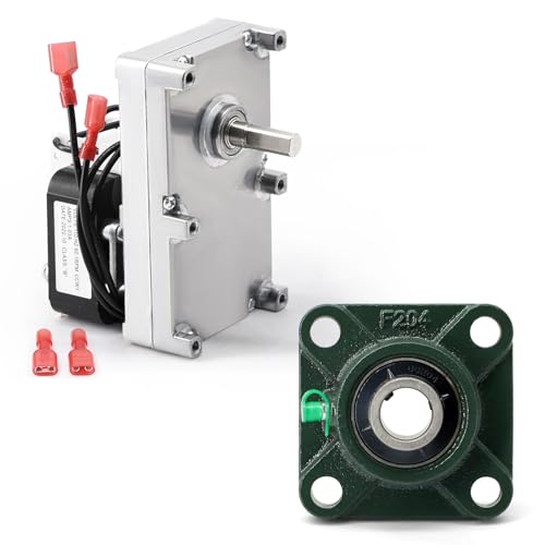 Adviace Pellet Stove Parts for Englander 25-PDVC, 55-SHP10, 25-PDV, PU-047040 Auger Motor and PU-UCF204-12 Auger Bearing for Englander Pellet Stove, 1 Pair
