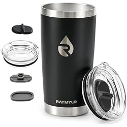RAYMYLO Insulated Travel Coffee Tumbler 20oz, Detachable & Spill-Proof Slider Lid for Thorough Clean, Stainless Steel Reusable Coffee Mug with Lid Fits Most Car Cup Holder & BPA Free