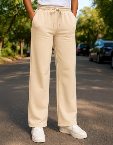 Image of JUNEBERRY Wide Leg Track Pants for Women & Girls (Pure Cotton, Bootcut, Regular Fit, High Rise Trouser, Drawstring, Available in Black, Brown, Navy, Olive Green, Lilac, Beige)