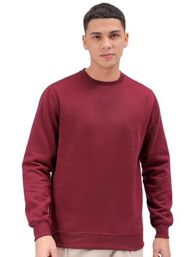 Image of The Indian Garage Co Men Regular Fit Solid Crew Neck Overhead Sweatshirt