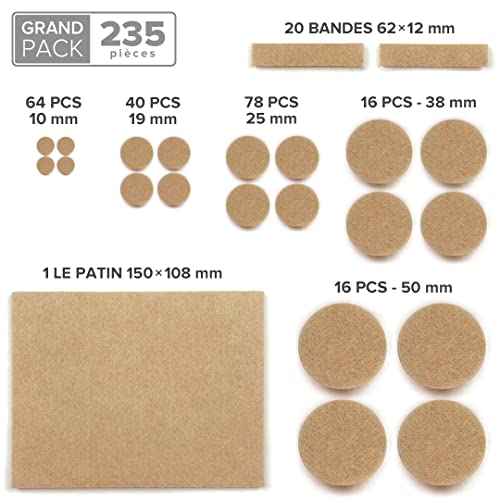 Image of Furniture Pads Floor Protectors X-PROTECTOR 235 PCS - Felt Pads Chair Legs
