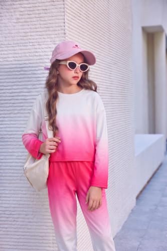 Image of Arshiner Girls 2 Piece Outfits Kids Tie Dye Sweatsuits Set Long Sleeve Shirt and Pants Set Size 5-14 Y