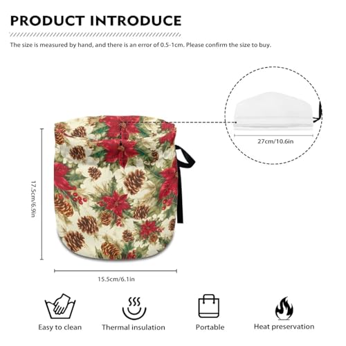 Image of Christmas Teapot Cozy for Teapot Tea Pots Cozy for Keeping Warm Portable Easy to Clean Coffee Poinsettia Pot Cozy Polyester for Hotel Thicken Kettle Dust Cover for Kitchen