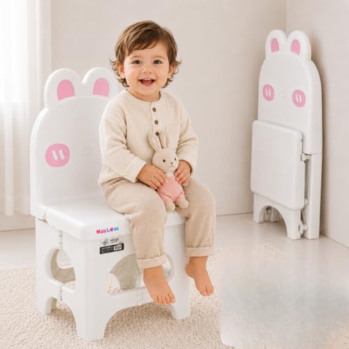 Image of Plastic Foldable Chair for Kids | School Study Chair for Indoor or Outdoor Use for Toddler Kids | Strong & Stable, Safe Rounded Edges | Capacity Up to 40 Kg (White)