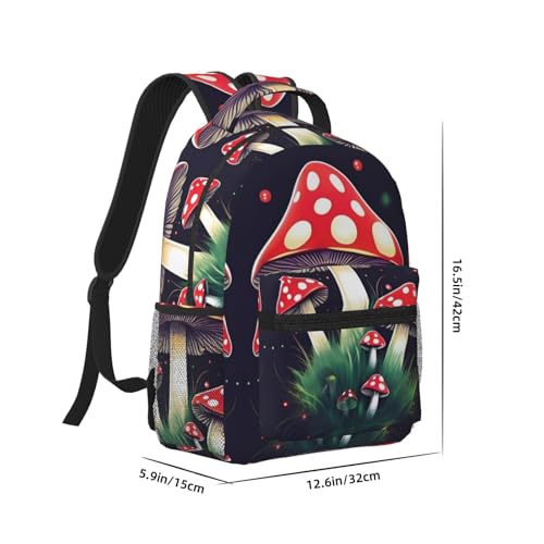 Sac à dos pour ordinateur portable Noir à imprimé champignons magiques, taille unique