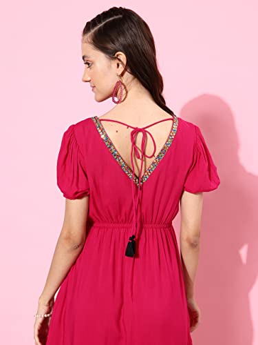 Image of Miss Chase Women's Multicolored-Base-Brown Relaxed Fit Maxi Lurex Chiffon Dress