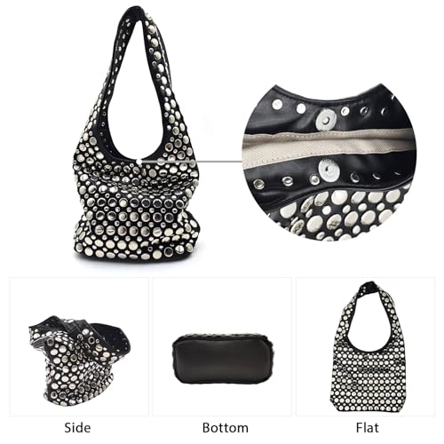 Bolso Hobo Y2K con tachuelas para mujer miniatura 6