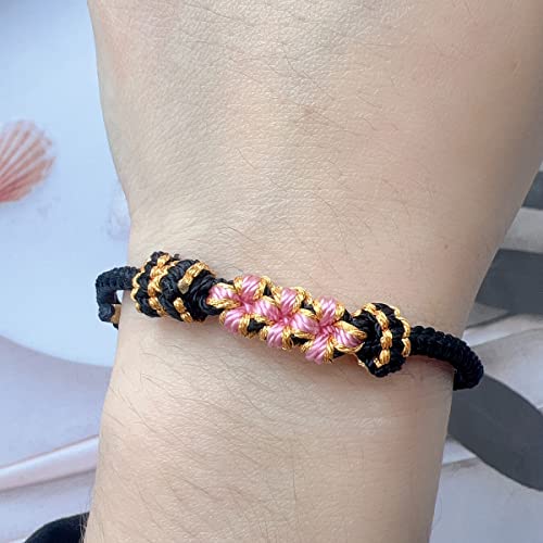 To My Granddaughter "A Link That Can Never Be Undone" Peach Blossom Bracelet, Granddaughter Bracelet from Grandma, Adjustable Braided Bracelets for Women, Comfortable Little Women Jewelry (A-BLACK, Adjustable)3