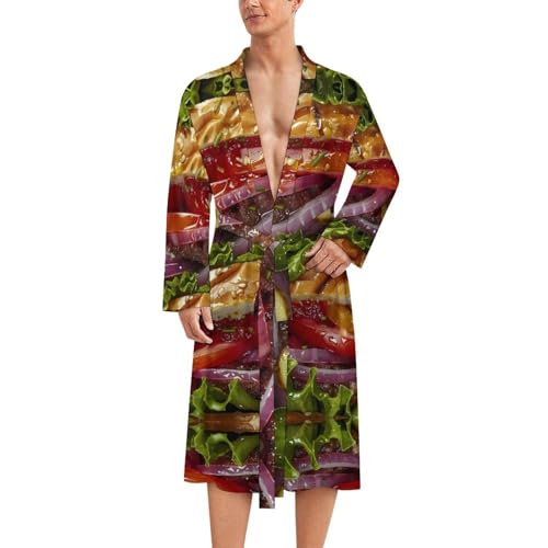 Hamburger Funny Men's Robe Soft Lightweight Bathrobe Long-sleeve Spa Robes