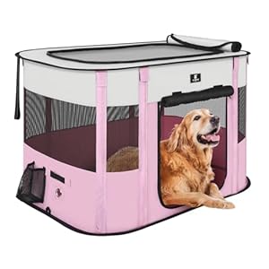 X-ZONE PET Dog Playpen, Puppy Cat Play Pen Portable Foldable Indoor/Outdoor Tent Crate Cage, Portable Pet Crate Small Size Pink 30”