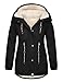 Tuopuda Damen Übergröße Winterparka Langer Wintermantel Baumwolle Kapuzenmantel für Frauen Warm Fleece Gefüttert Winterjacke Verdicken Parka(Schwarz,XXL)