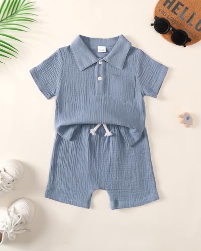 Image of Toddler Boys Clothes Baby Boy Outfit Summer Shirt Little Boy Shorts Set Cotton Clothes for Boys