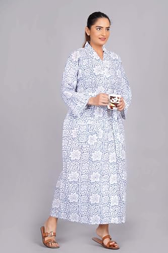 Image of Hand block print Cotton Kimono bikini cover up,Indian Hand block print Cotton Bath Robe,Swim Wear,Nighrwere Dressing Gown