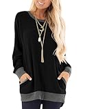 Yuson Girl Magliette a Maniche Lunghe da Donna Maglie Donna Felpa Casual Top Pullover con Tasche Camicia a Maniche Lunghe(Nero, M)