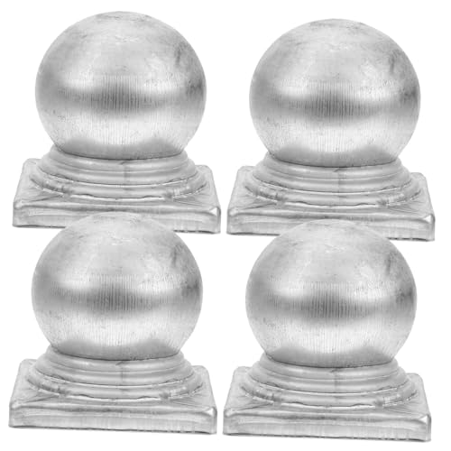 Ipetboom 4 Stück Metall Pfostenkappen Rund für Zaunpfosten Schutz Abdeckkappe Wetterfest Rostfrei für Garten und Verkehrssicherung Robuste Zaunzubehör Dekorationskugel
