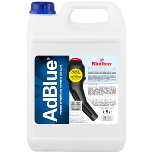 Rhütten AdBlue® 5 Litri con Tappo Versatore, Urea di Sintesi ad Alta Purezza, Conforme ISO 22241, per Motori Diesel con Sistema SCR, Tanica 5 L