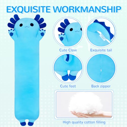 Chubbyjoy Axolotl Plush Toy, Cute Axolotl Stuffed Animal Soft Long Plushie Body Pillow For Girls And Boys Adults Gifts thumb #3