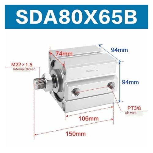 Vérin pneumatique compact SDA80 double action évite les pannes - 2
