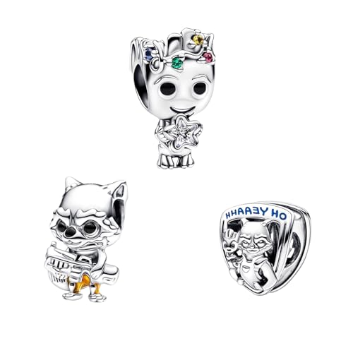 H.ZHENYUE Abalorios Colgantes Charm para Plata de Ley 925 Raccoon Arborist con Circonita Cúbica para mujeres collares Pulsera regalo,Navidad,San Valentín,día la madre para mujeres y niñas 3 juegos