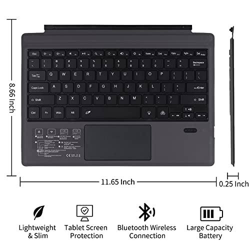 Gracemind 1089A Bluetooth 5.3 Wireless Magnetic Keyboard With Touchpad For Microsoft Surface Pro 4/5/6/7/7+ Portable Tablet Flip Stand Built In Battery Type C Charging Keyboard thumb #6