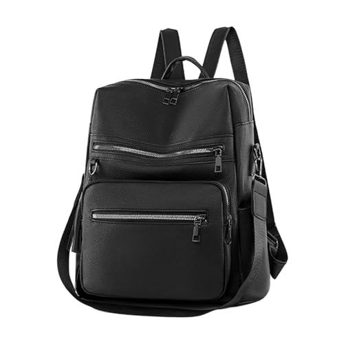 Shengxi Rucksack tasche 2 in 1 damen, Soft Leder handtasche Rucksack für Damen, Damen Freizeit multifunktional rucksack mittelgroß für den täglichen Gebrauch auf Reisen, Arbeit und Schule, schwarz