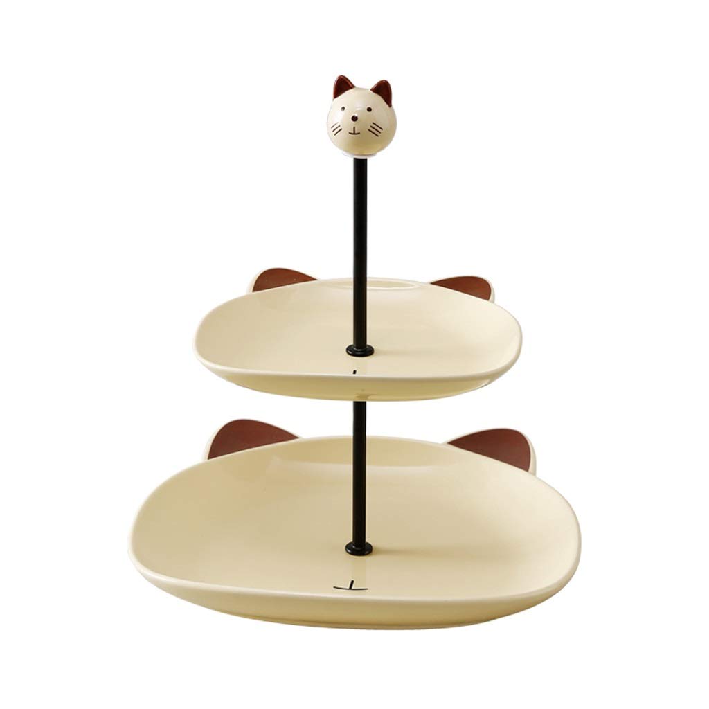 Présentoir à gâteaux beige et double coupe à fruits pour buffet