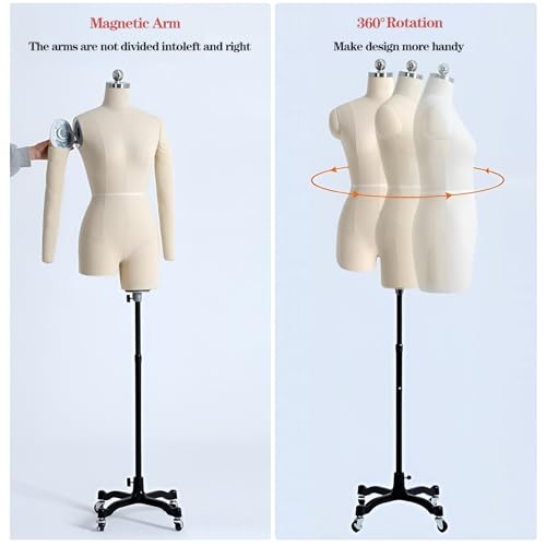 Mannequin buste de couture réglable taille M avec bras souples modèle 82 blanc
