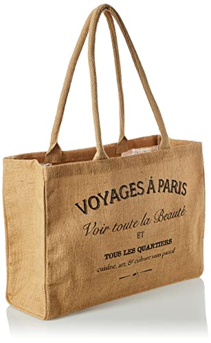 Kaf Home Jute Market Tote Handles Reusable Grocery Bag, Voyages #TOP1