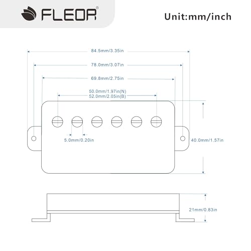 Image of FLEOR Alnico 5 Guitar Humbucker Pickup 4-Wires Neck+Bridge Pickup Set Chrome Fit LP Guitar Part