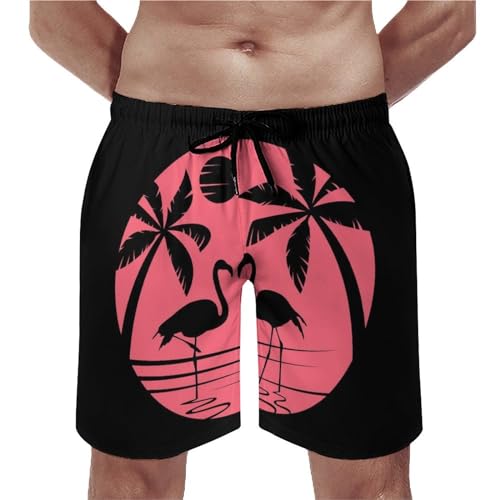 Shorts de bain homme rétro flamant à séchage rapide rose S