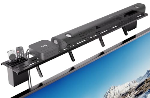 Comparativas de Estante para televisor - los mas comprados. 35 PzewMo - Estante superior para TV, soporte flotante para monitor de metal de 35.4 pulgadas, con cajas de almacenamiento, caja de cable sobre visualización para Apple TV, barra de...