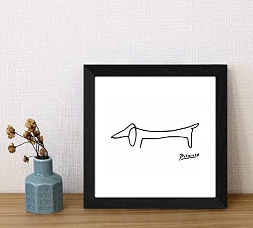 Amazon.co.jp: ピカソ 可愛い犬の絵 正方形アート フレーム付き