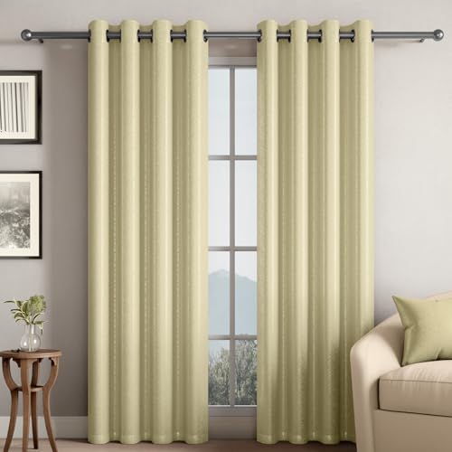 Image of Wakefit Jacquard Room Darkening Curtain | Light Blocking Upto 70% | (7 x 3.9 ft) | Door Curtain | Set of 2 | Reduces Noise | Machine Washable | Smash |Diamond White