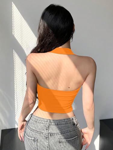 Image of Aahwan Red Solid Fitted Square Halter Neckline with Spaghetti Straps Crop Top for Women's & Girl's