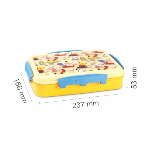 Image of Nayasa On The Go DLX 900 ml BPA Free Plastic Lunch Box | Leak Proof | Spacious Tiffin Box | Durable Food Storage | Yellow