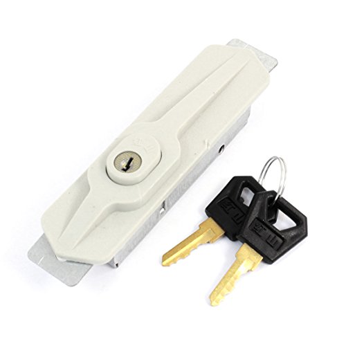 Image of Aexit Office Home Padlocks & Hasps File Closet Cabinet Door Recessed Lock Gray Silver Tone + Keyed Padlocks 2 Keys