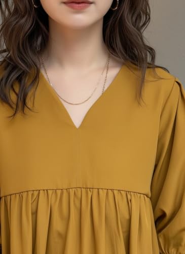 Image of Zilcon Women's Cotton Plain Styles Short Kurti for Women V-Neck Half Sleeve || Kurti for Woman || Short Kurtis for Woman