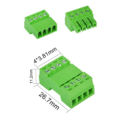 Gintooyun 5 Sets 3.81Mm Phoenix Connector 4 Pin, 300V 15Edgrk 4-Pole 3.81Mm Ground Circuit Terminal Blocks, 3.81Mm Pitch 4P Pcb Screw Terminals (Green-4P) #TOP2