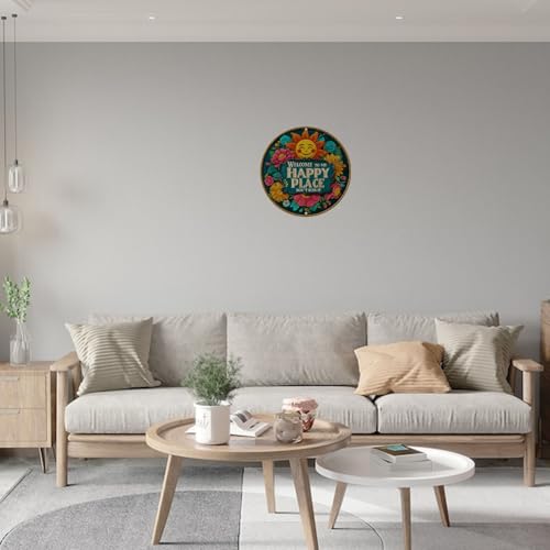 Welcome to My Happy Place Don't Ruin It Metal Tin Sign for Bedrooms Kitchens Dining Rooms Bar Office Wall Decor 8x8 Inch Round (25147) - Cosy Home Interiors Welcome to My Happy Place Don't Ruin It Metal Tin Sign for Bedrooms Kitchens Dining Rooms Bar Office Wall Decor 8x8 Inch Round (25147) - Image 6