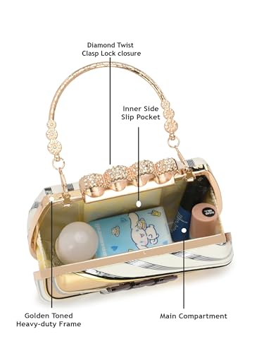 Image of TOOBA Handicraft Pearl Embroidered Clutch Purse For Women with Trendy Design 4-ring Handle & Tassel