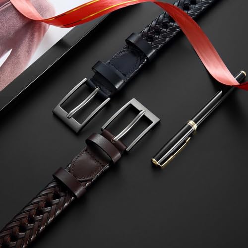Image of DOOPAI Men's Braided Leather Dress Belt, Adjustable