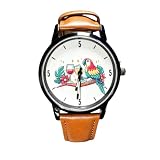 yhjukkk Cool Watch 40MM Retro Watch for Men Brown Leather Wristwatch Unique Retirement Gift for Dad It‘s 5 O’Clock Somewhere Novelty Watch