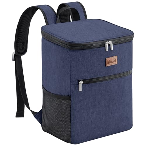 Lifewit 21L (30-Can) Soft Cooler Backpack with Hard Liner, Large Insulated Picnic Lunch Backpack Soft-Sided Cooling Bag for Camping/BBQ/Family Outdoor Activities (Dark Blue)