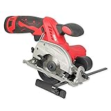 Mini Sierra Circular Inalámbrica con Guía - Batería recargable de litio 12 V - Profundidad máx. de corte 26 mm (90°), 18 mm (45°) - Ángulo ajustable - Cuchilla Ø 85 mm - Cargador incluido - 30 x 16 cm