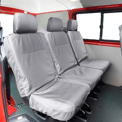 My Van Seat Covers | To Fit VW T6/T6.1 Kombi Transporter Seat Covers 2015 Onwards | Tailored Heavy Duty Waterproof | Grey (3 x Single) 2nd Row - MVSC360GAD7